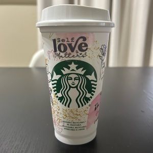 Starbucks 16oz ;Plastic Reusable Hot Cup with Lid.